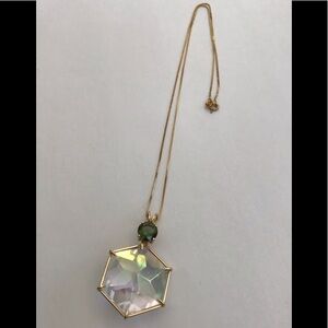 14K Gold Aura Quartz Moldavite Flower Necklace